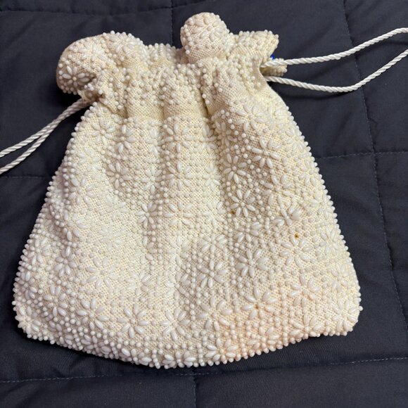 Vintage Reversible 70’s Beaded Drawstring Purse / Sack Boho Hippy Festival Pouch - Picture 6 of 13